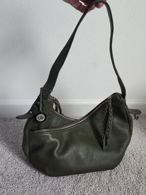 The Sak Olive Green Pebbled Leather Shoulder Bag